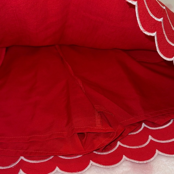 SSYS The Elaine Scallop Ric Rac Linen Skort Set In Red - Picture 8 of 10